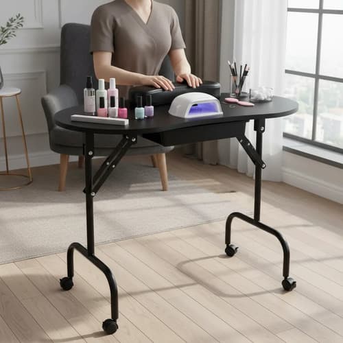 Mesa Profesional Para Manicura Plegable Y Portátil Manicuría Negro