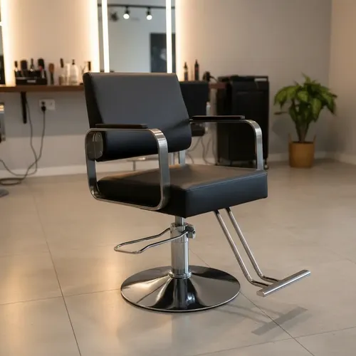 Silla Hidráulica Ajustable Behmont Nexus Con Reposapiés Negro Fijo Redonda