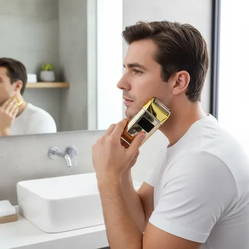 Kit Afeitadora Shaver + Patillera Trimmer + Accesorios Kemei Dorado