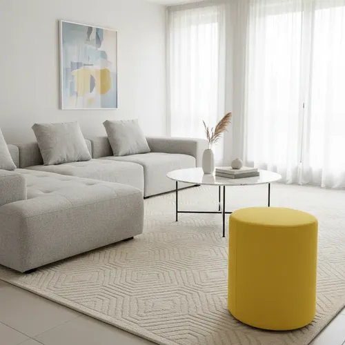 Puf Estética Barbería 32x28cm Amarillo Behmont Amarillo