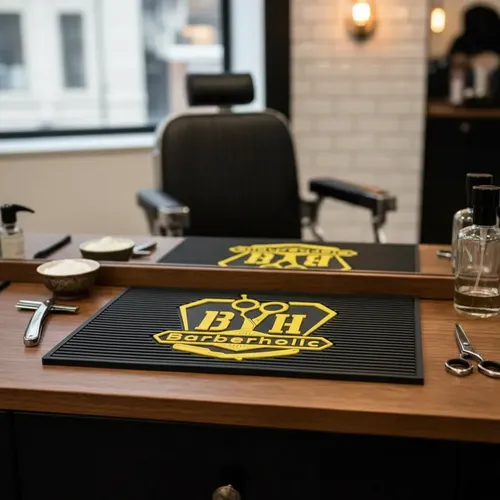Alfombra Antideslizante Barbería Bh Barberholic Negro