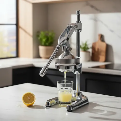 Exprimidor Manual De Cítricos Con Palanca Acero Inox Behmont Plateado