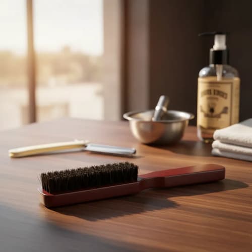 Cepillo Cerdas Duras Mango Madera Barbería Behmont Natural
