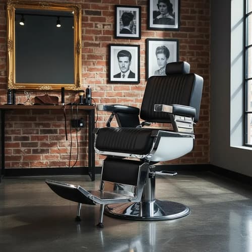 Sillón Barbero Hidráulico Quantum Súper Premium Limitado Negro Reclinable Redonda