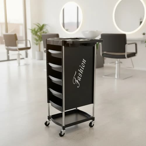 Carro Ayudante Peluquería Fashion 5 Cajones Behmont Negro