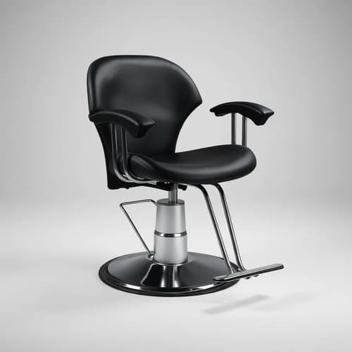 Sillón Barbero Hidráulico Exclusive Reposapies Negro Behmont Negro Tapizado Redonda
