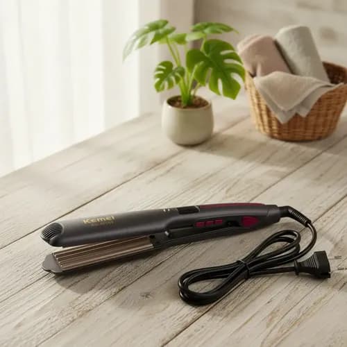 Rizadora Ondas Rotas Kemei Km-3115 Cerámica Beach Waves Amarillo/negro