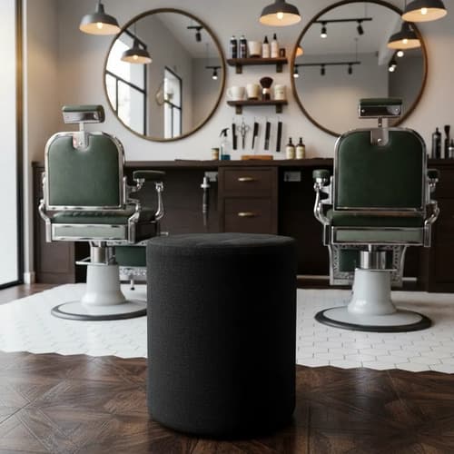 Puf Estética Barbería 32x28cm Negro Behmont Negro
