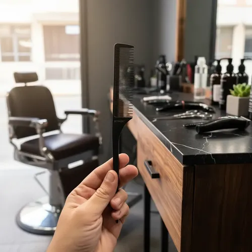 Peine Púa Fibra De Carbono N8612 Barbería Behmont Negro
