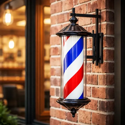 Faro Giratorio Pole Barbería Led Grande 80x23cm Vintage Gris Oscuro