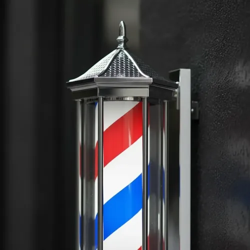 Faro Giratorio Pole Barbería Led Grande 80x23cm Moderno Gris