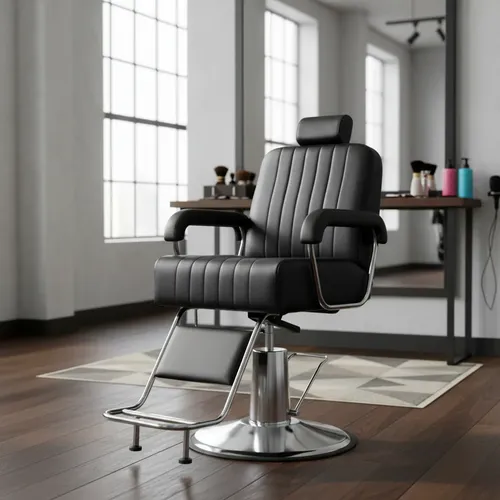Sillón Barbero Hidráulico Omega Reclinable Y Con Reposapiés Negro Reclinable Redonda